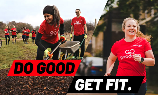 GoodGym photo of a girl running with another girl digging