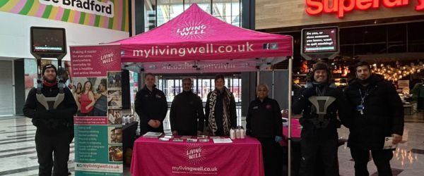 Photograph of the Living Well team at an event in Broadway Shopping Centre