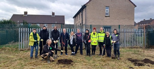 Photo of the team at Firbank Green Community Orchard