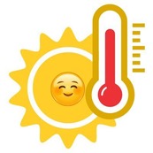 Illustration of a sun smiling and a thermometer