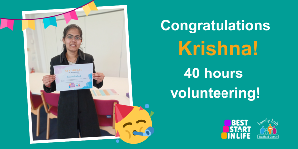 Congratulations Krishna! 40 hours volunteering!
