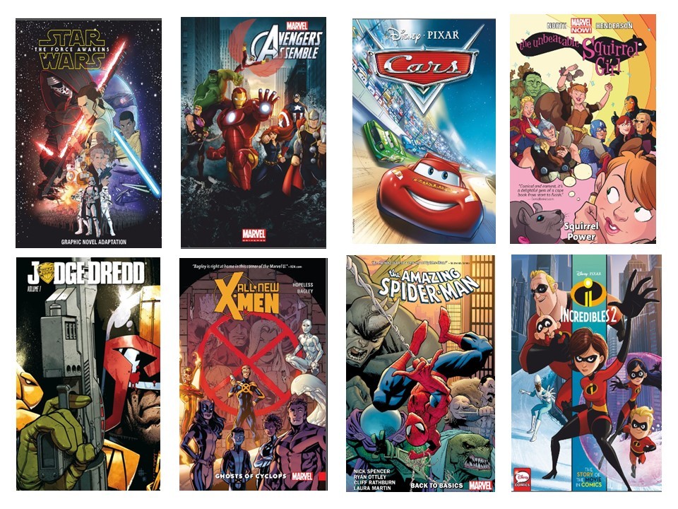 A selection of covers of comics available from RBdigital