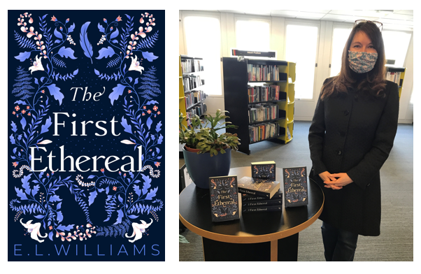 Emma Williams with donations of her book The First Ethereal