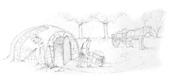 Drawing of the icehouse at The Chestnuts