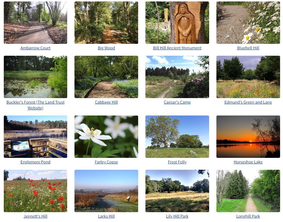 Thumbnails of parks and countryside