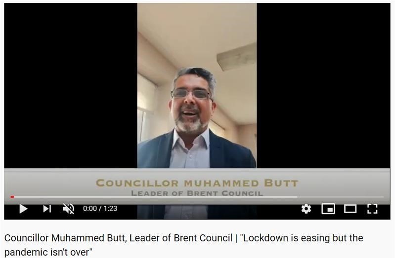 A screenshot of a video of Cllr Butt talking about the easing of lockdown restrictions