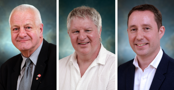 The three party Leaders - Councillor Milan Radulovic MBE; Councillor Steve Carr and Councillor Richard Jackson