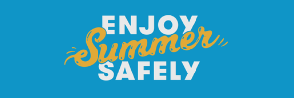 Enjoy summer safely email banner - yellow and blue