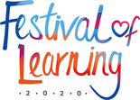 Festival of Learning Logo - Red and Blue ombrae