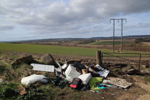fly tipping waste in country side