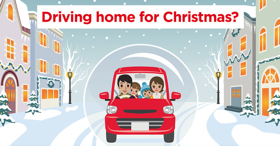 Driving home for Christmas? Family in a car