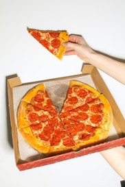 Takeaway pizza in box