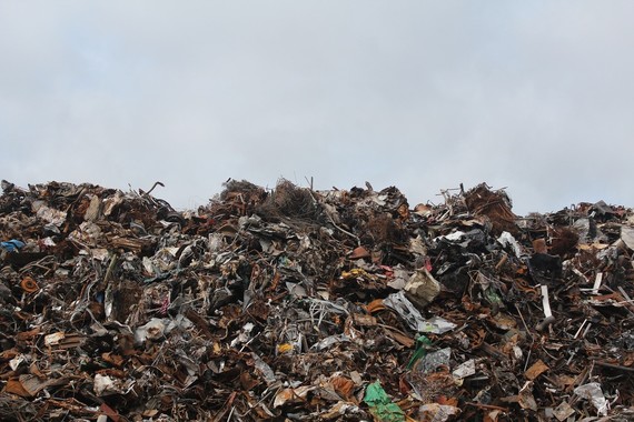 Piles of rubbish in landfill