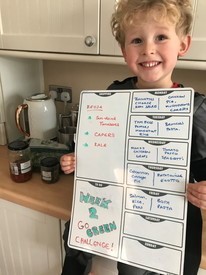 Leo in the kitchen with his meal plan