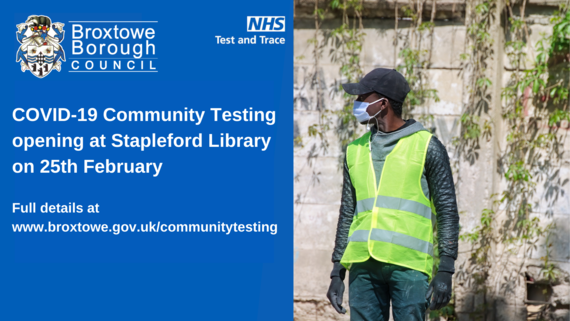 Rapid community testing coming to Stapleford Library on 25th February