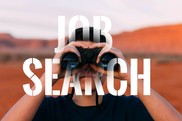Job search - with man looking through binoculars 