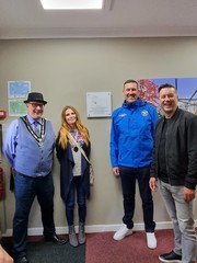 The Mayor of Broxtowe stood with a woman and two men at the new office space