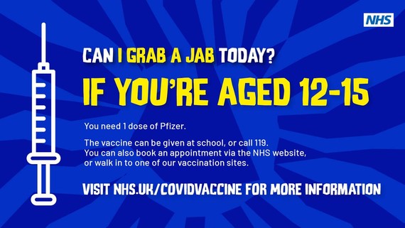 If you're aged 12-15 you can get one dose of the COVID-19 vaccine