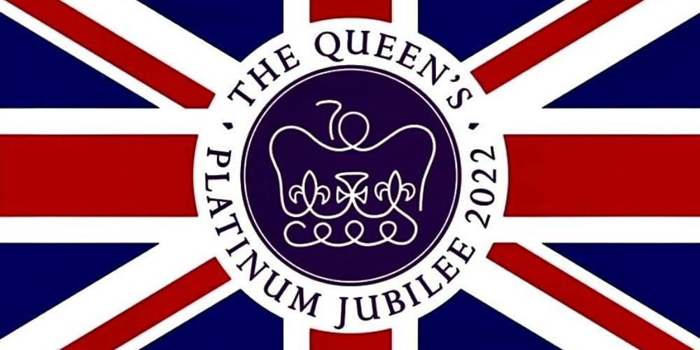 Platinum Jubilee image - logo in middle with UK flag behind