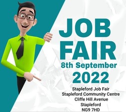 stapleford job fair poster - sign holding a sign 