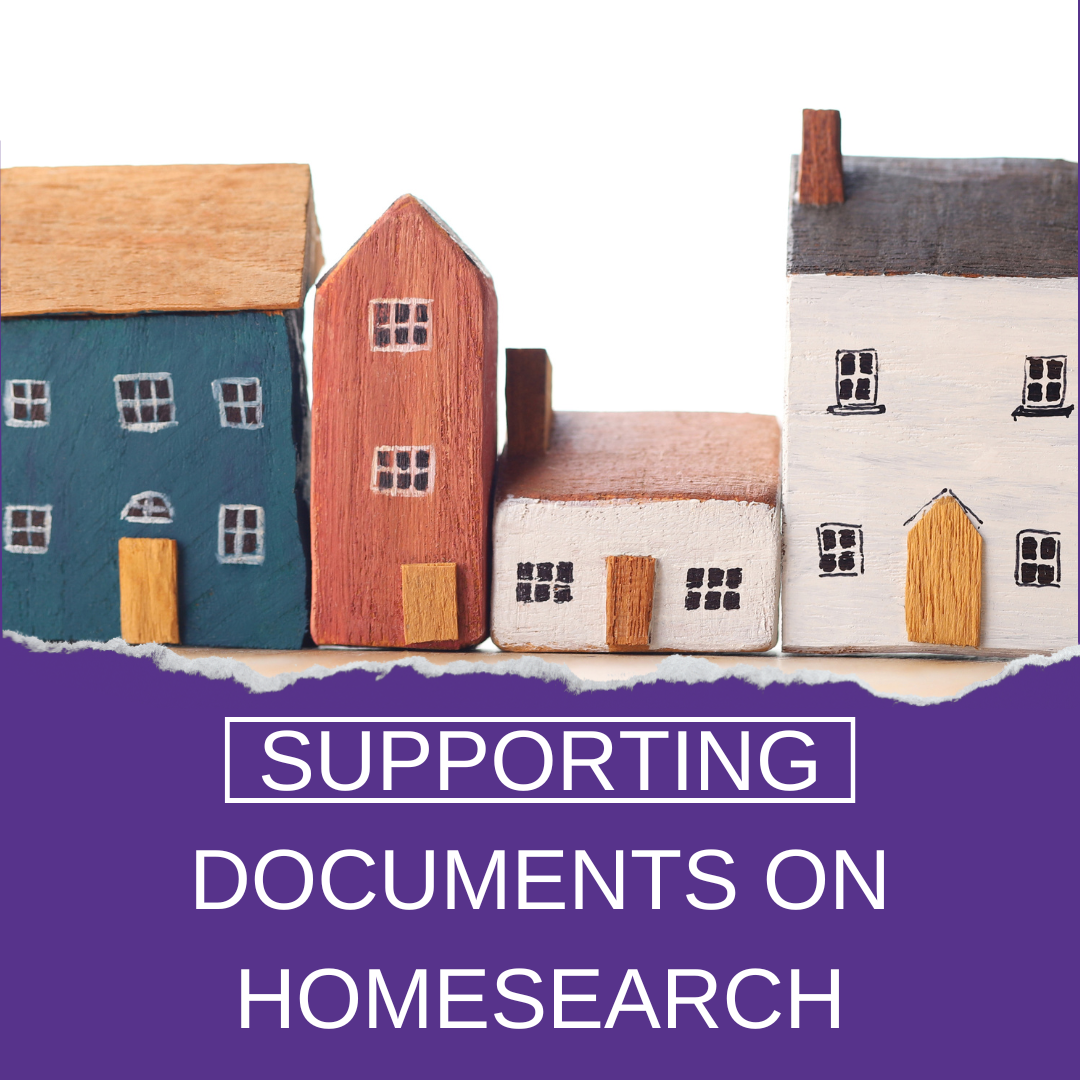 supporting documents on homesearch - wooden homes with purple background