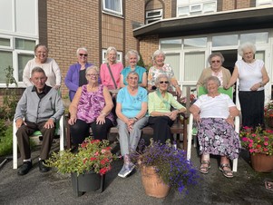 Rockwell Court residents in the communal garden