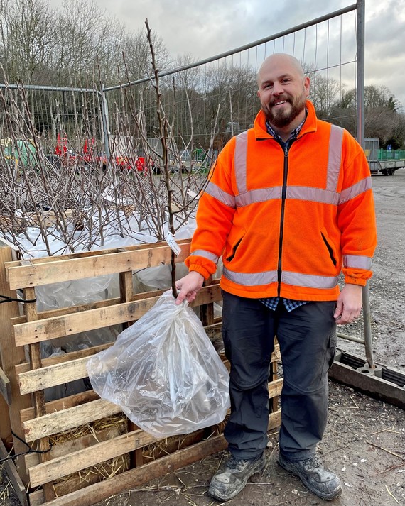 David Atkin getting the free trees ready