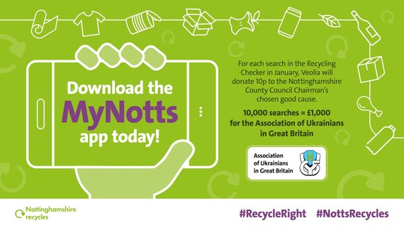 A banner about the MyNotts App and recycling checker