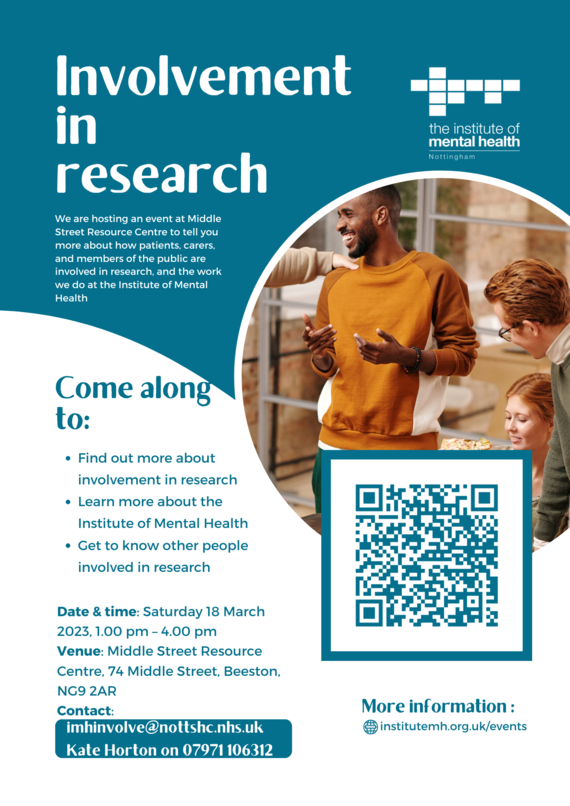 The Institute of Mental Health Involvement in Research Event poster