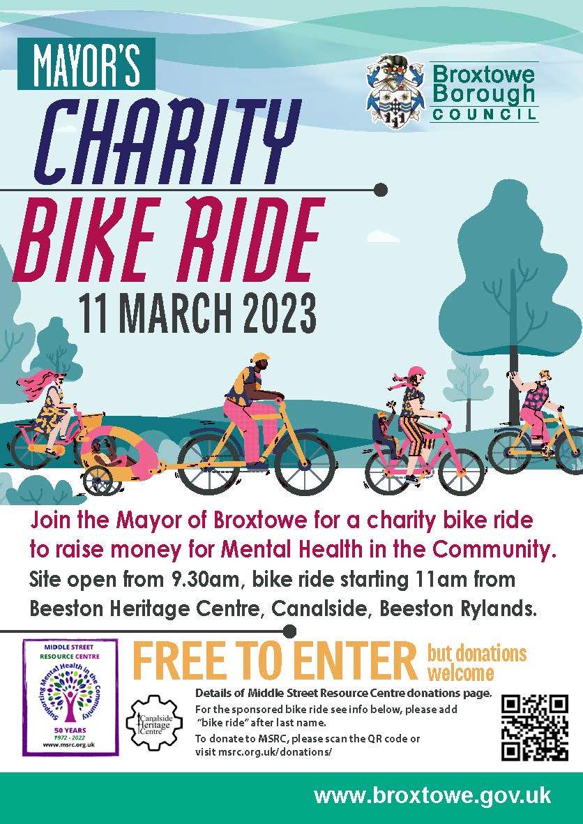 Mayor's Charity bike ride March 2023 poster