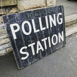 A sign with the text, 'Polling Station'