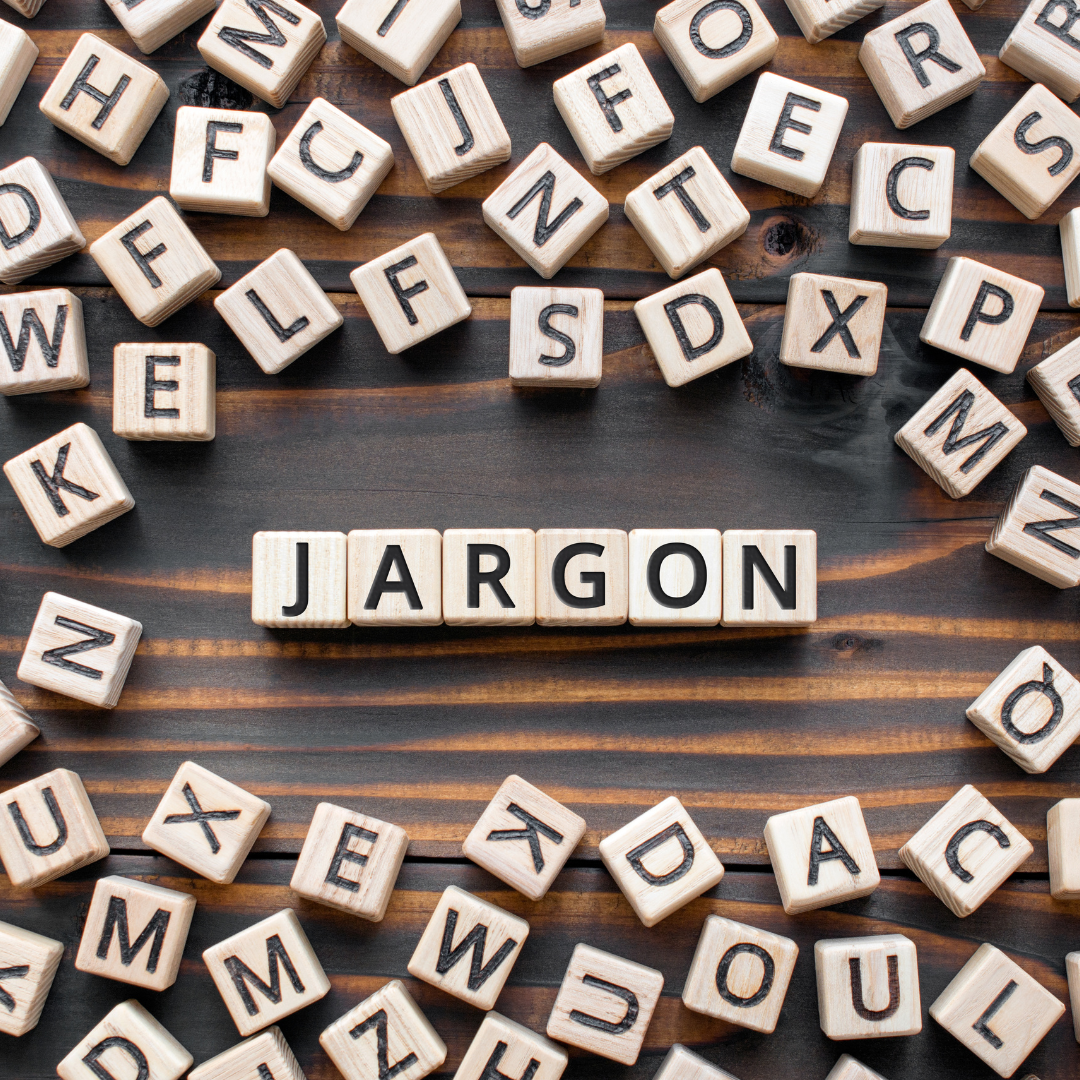 jargon buster spelled out with keyboard pieces