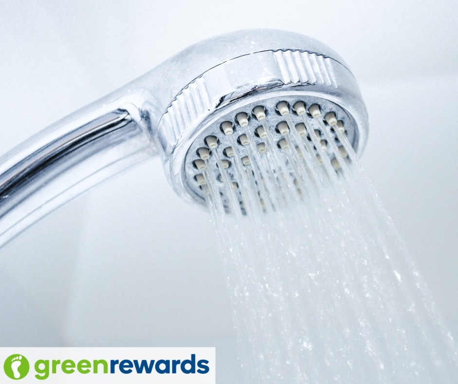 green rewards. Shower with water coming out