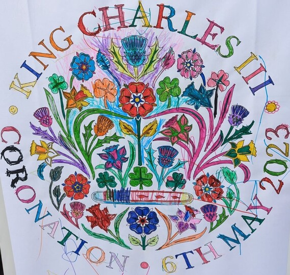 king charles emblem coloured in