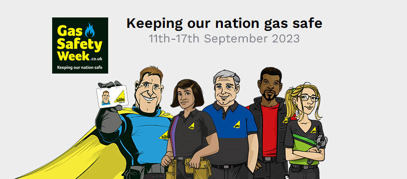 gas safety human Animated characters that are staring to the screen. 