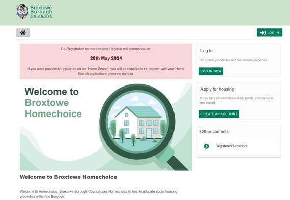 Broxtowe Homechoice website