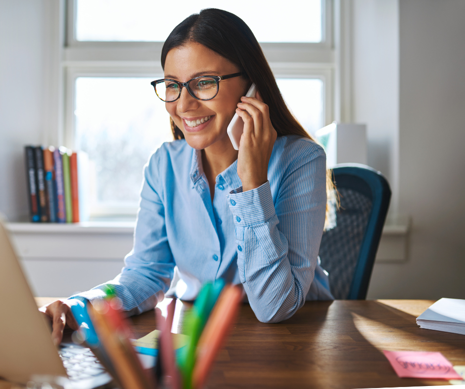 Happy woman on phone