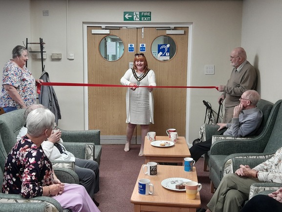 Mayor of Broxtowe cutting a red ribbon