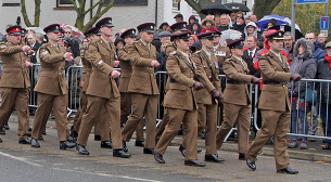 Army in formation for the parade at the remembrance event in 2023