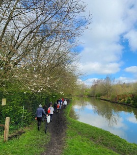 Wellbeing walkers travelling along the canal