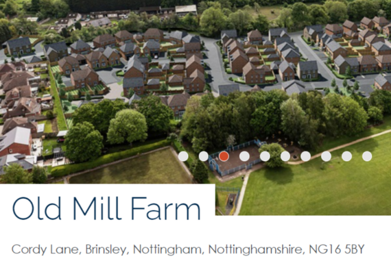 birds eye view of new homes in Brinsley 