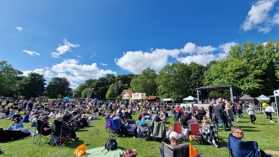 The crowd in front of a stage at Hemlock Happening 2024