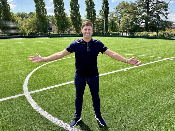 Steven Gerrard at the new Hickings Lane community pavillion