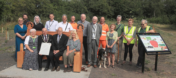 Officers, councillors, and the friends of brinsley headstocks at the unveiling