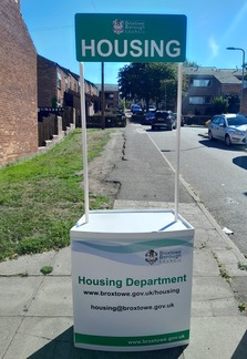 Housing stand on a street