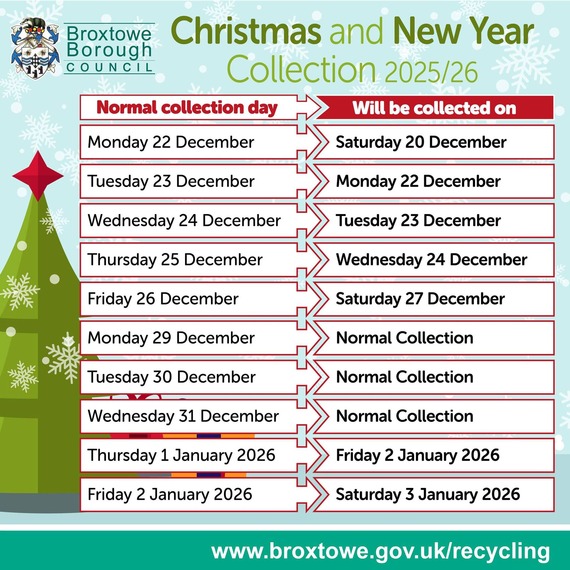 Christmas and new year bin collections