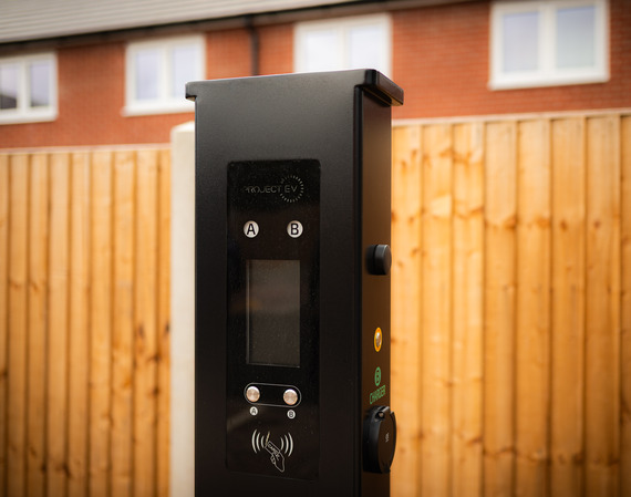 Image of an electric vehicle charger in a Broxtowe car park