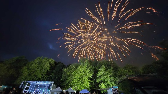 Fireworks over the stage at Hemlock Happening