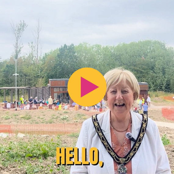Screenshot of a video with Broxtowe Mayor Barbara Carr. Click the image to watch the video
