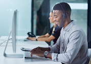 Young man working at desk